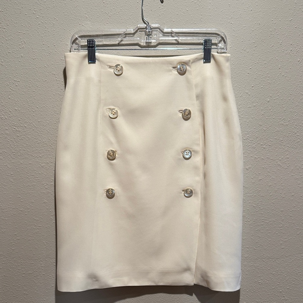 Dana Buchman Cream Double-Breasted Button Pencil Skirt - Women